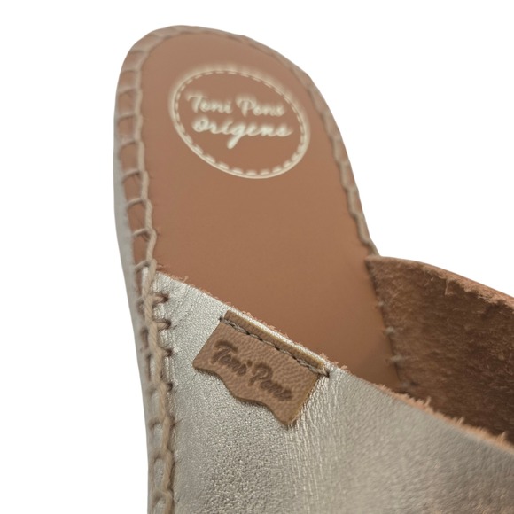 Toni Pons Ivonne Espadrille Platform Wedge Slide Sandals Platinum Gold EU 39/8.5 - Picture 8 of 9